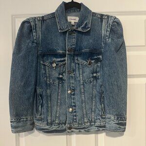 FRAME Rosette Puff Sleeve Denim Jacket Size XS